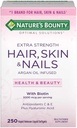 Esquí de pelo de rebote de la naturaleza y uñas 5000 mcg de biotina - 250 Tabletas caladas Regular & Extra Strength (Extra Strength, Dos botellas cada uno de 250 Softgels)