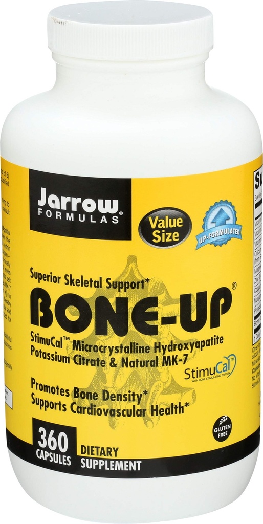 Jarrow Formulas BoneUp for Bone Density - Vitamin D3 y K2, Calcium Support, 360 Capsules, promueve la nutrición esquelética, hasta 60 días de suministro