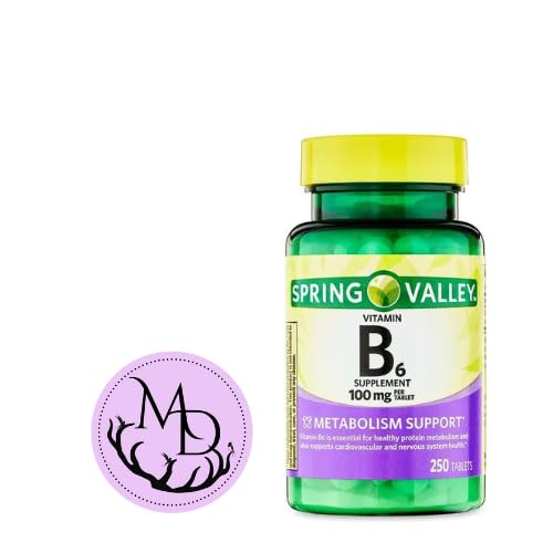 Genérico Vitamina B6 Suplemento Spring Valley, 100 mg, 250 Conde + Sticker Dri Store
