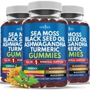 Sea Moss Gummies, Sea Moss, Black Seed, Ashwagandha, Turmeric, Manuka Honey, ACV, Dandelion, Black Pepper, Burdock, Bladderwrack, Vegan- 180 Conde