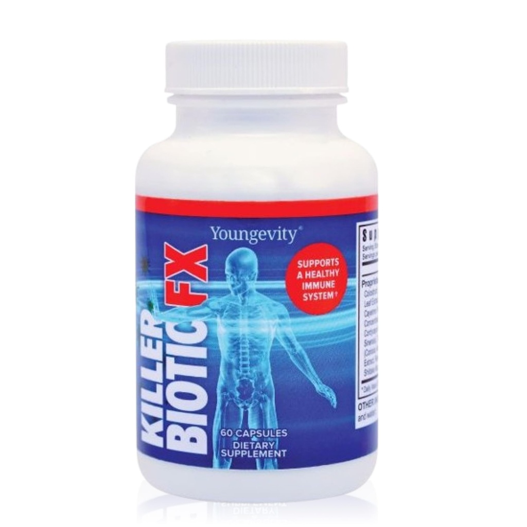 Youngevity Killer Biotic FX - Immune System Support ← Fuente de Bee Propolis, Mushrooms " Colostrum peru Natural Immunity Support ← 60 Capsules