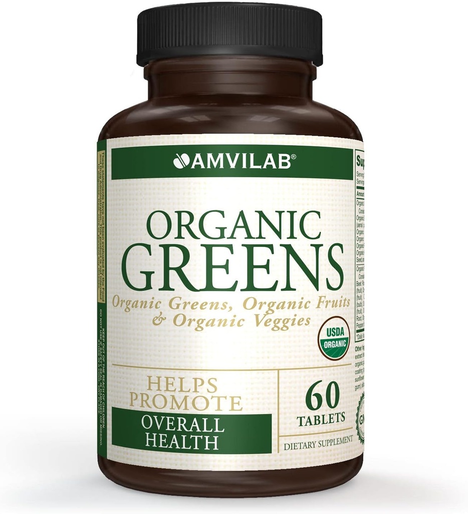 Ecológicos Verdes, Frutas y verduras Mejor Suplemento a la Energía Boost, Detox, Mejorar la Salud. USDA Organic, Gluten Free, Vegan, Non-GMO, No. 1 Source of Essential Nutrient-Rich Super-Food 60 Count
