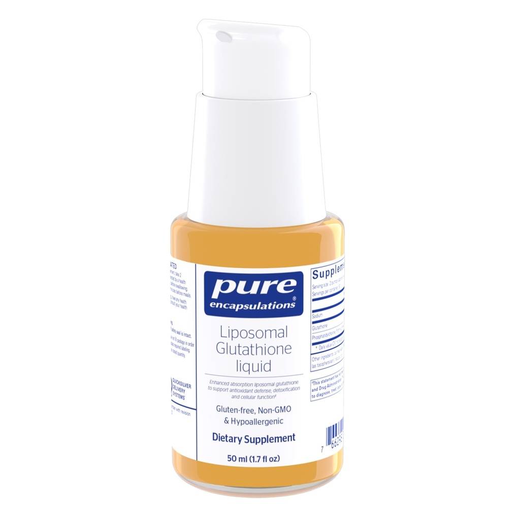Pure Encapsulations Liposomal Glutathione Liquid ← Enhanced Absorption Liposomal Glutathione to Support Antioxidant Defense, Detoxification and Cellular Function tención 1.7 fl. oz.