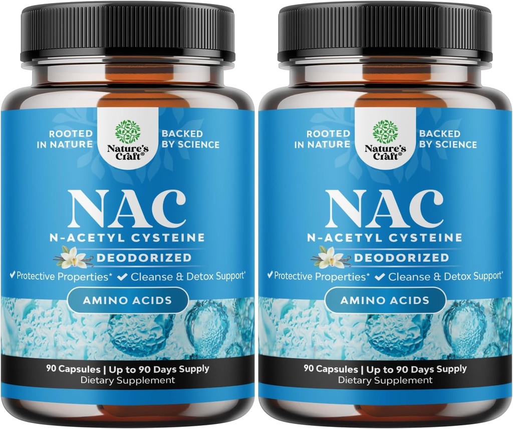 NAC Suplemento N-Acetyl Cysteine 600mg - Vegan High Absorption NAC 600 mg Capsules - Glutathione Precursor para la limpieza del hígado Detox & Reparación Plus Lung Health and Immunity Support (180 Servings)