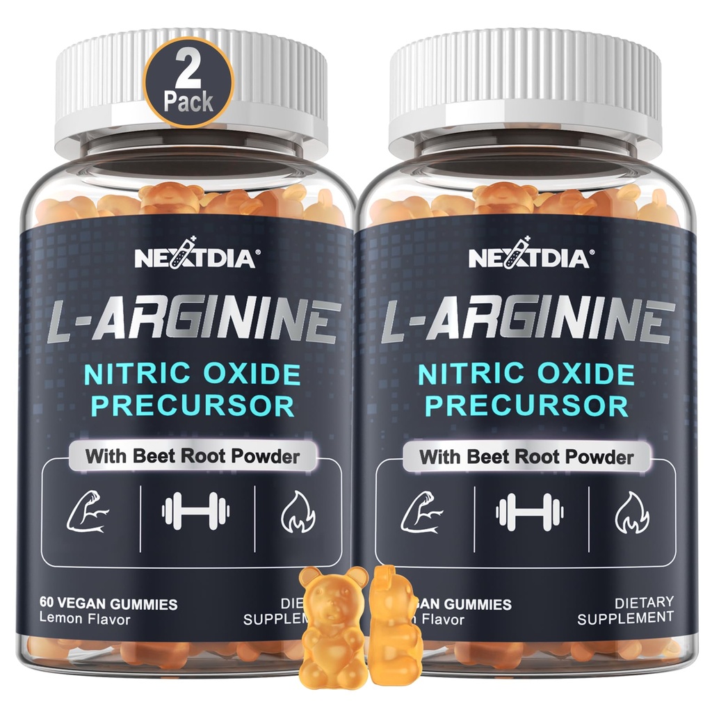 Azúcar Gratis L Arginina Nitric Oxide Gummies 1300mg para Hombres &amp; Mujeres con L Citrulline, Beet Root, B3 ANTE L Arginine L Citrulline Suplementos Ø Vegan, 120 Condes