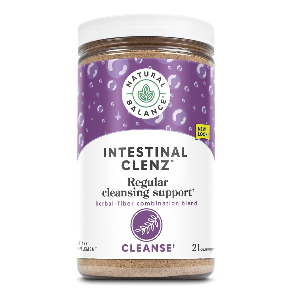 Natural Balance Intestinal Clenz Psyllium Herbal Cleansing Powder Healthy Digestion, Detox " Regularity Supplement No Gluten 21oz, 120 Serv.
