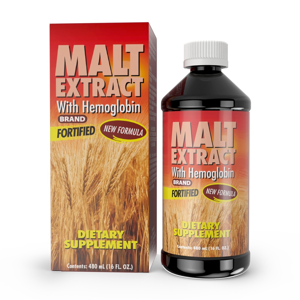 Extracto de malta y hemoglobina - Suplemento nutricional para energía y vitalidad (16 Fl Oz/Pack de 1)