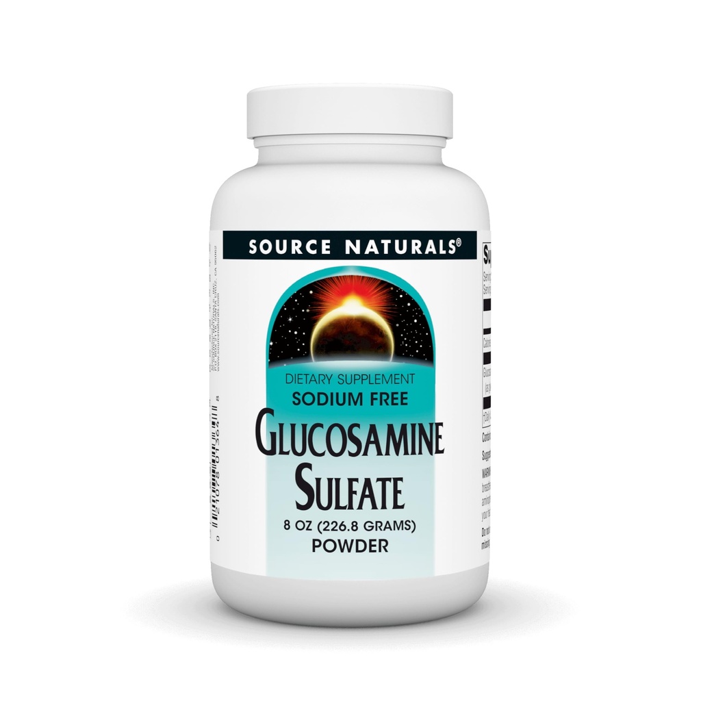Fuente Natural Sulfato de Glucosamina, Polvo Libre de Sodio para Soporte Conjunto - 8 oz Polvo