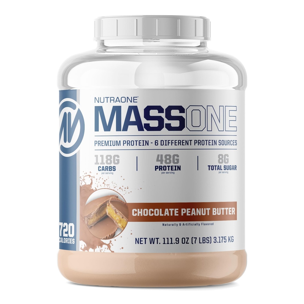 NutraOne Massone Gainer Protein Powder Gain Mass Protein Meal Replacement (Chocolate Peanut Butter - 7 lbs.)