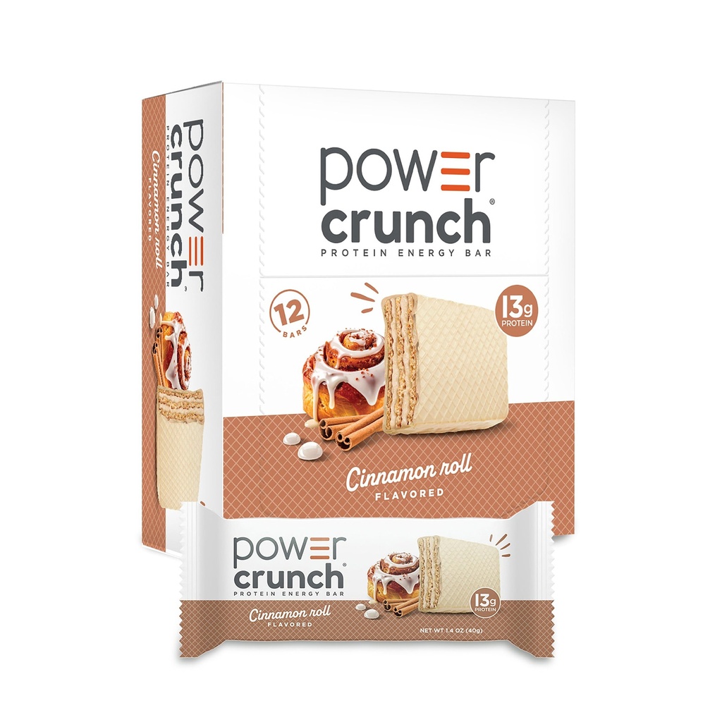 Power Crunch Protein Energy Wafer Bars, Cinnamon Roll, 1.4 Ounce (12 Count)