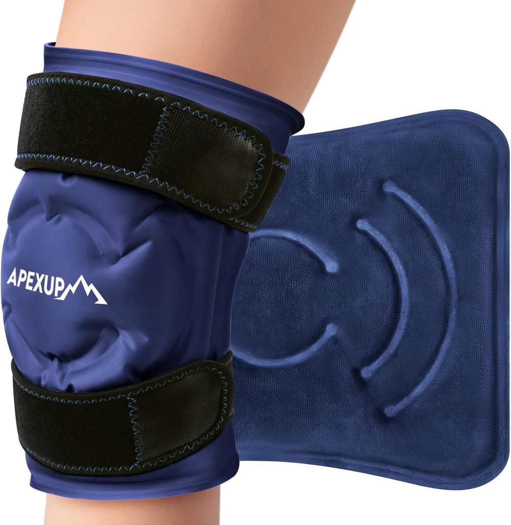 APEXUP Ice Pack for Knee Pain Relief, Large Reusable Wrap After Surgery, Flexible Gel Cold Pack for Injuries, Pain Relief for Back, Hombro, Elbow, Ankle and Leg (Navy Blue, L, 1PK)
