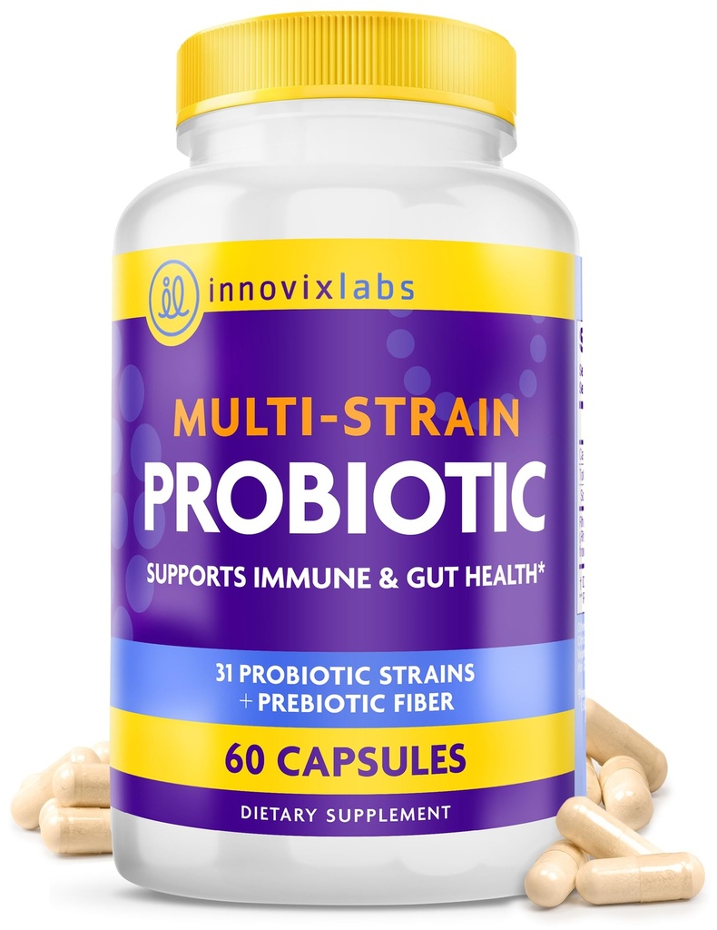 InnovixLabs Multi Strain Probiotics for Women ' Men - Suplemento Probiótico - 50 Billion CFU - Gut Health, Immune Support, Digestion, Lactobacillus Acidophilus, Prebióticos y Probióticos, 60 cápsulas