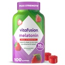 vitafusion Max Strength 10 mg Melatonin Gummies, Strawberry Flavored, Adult Melatonin Gummy Vitamin Supplement, 100 Conde, 50 Day Supply
