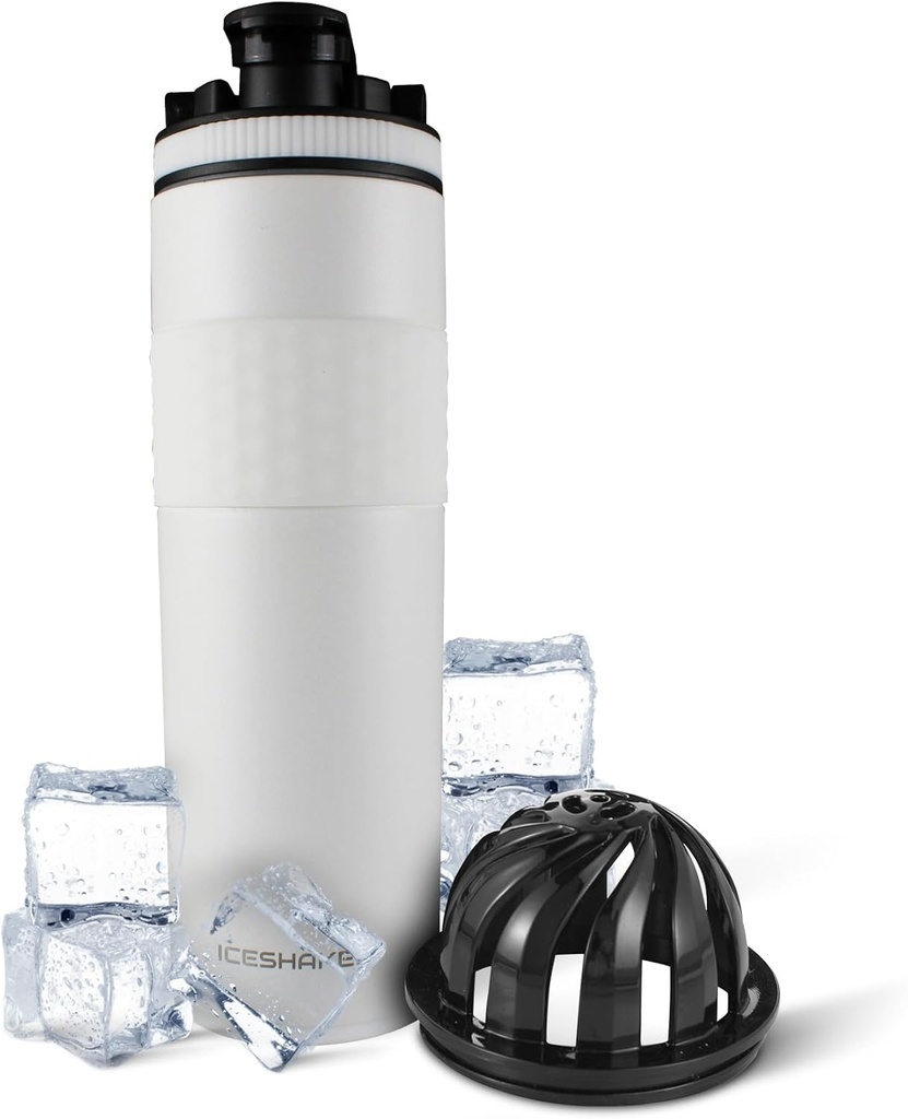 Cocktails Acero Insulado de Hielo Botella de Acero Insulado TEN 20 oz, Blanco TENIDO Frío por 24 horas ANTE SU Copa Insulado con Agitador Twist-on ANTE ANTE Odor-Free Bottle for Protein Shakes, Agua, Smoothies