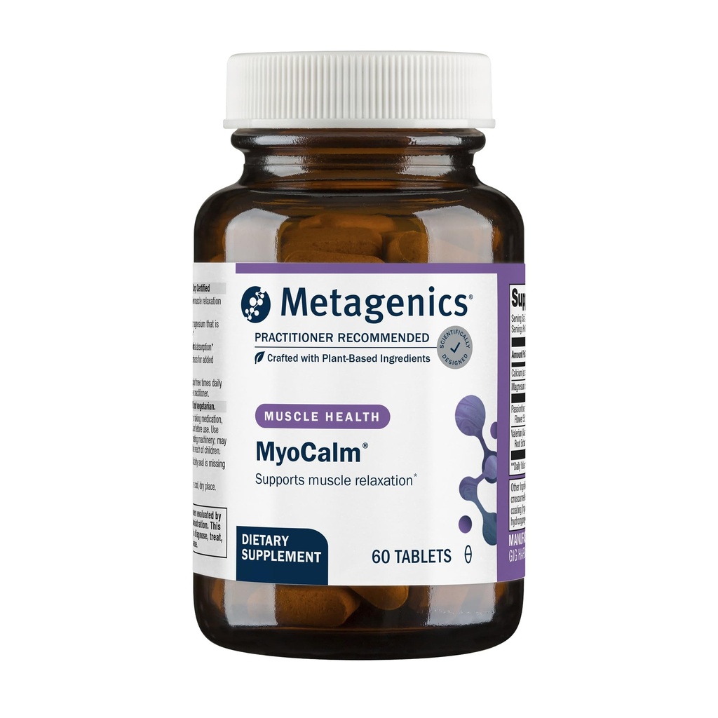 Metagenics MyoCalm - Suplemento de calcio y magnesio para la relajación del músculo* - con flores de pasión y raíz de Valeria para la absorción mejorada - No GMO, libre de gluten &amp; Vegetariano - 60 Tablets