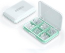 Organizador diario de píldoras, caja de píldoras para el púrpura - Caso de pila de Dtouayz, suplemento de vitaminas y dispensador de medicamentos resistente al agua 6 mantenedor de medicina del compartimiento, recipiente semanal de gran tamaño