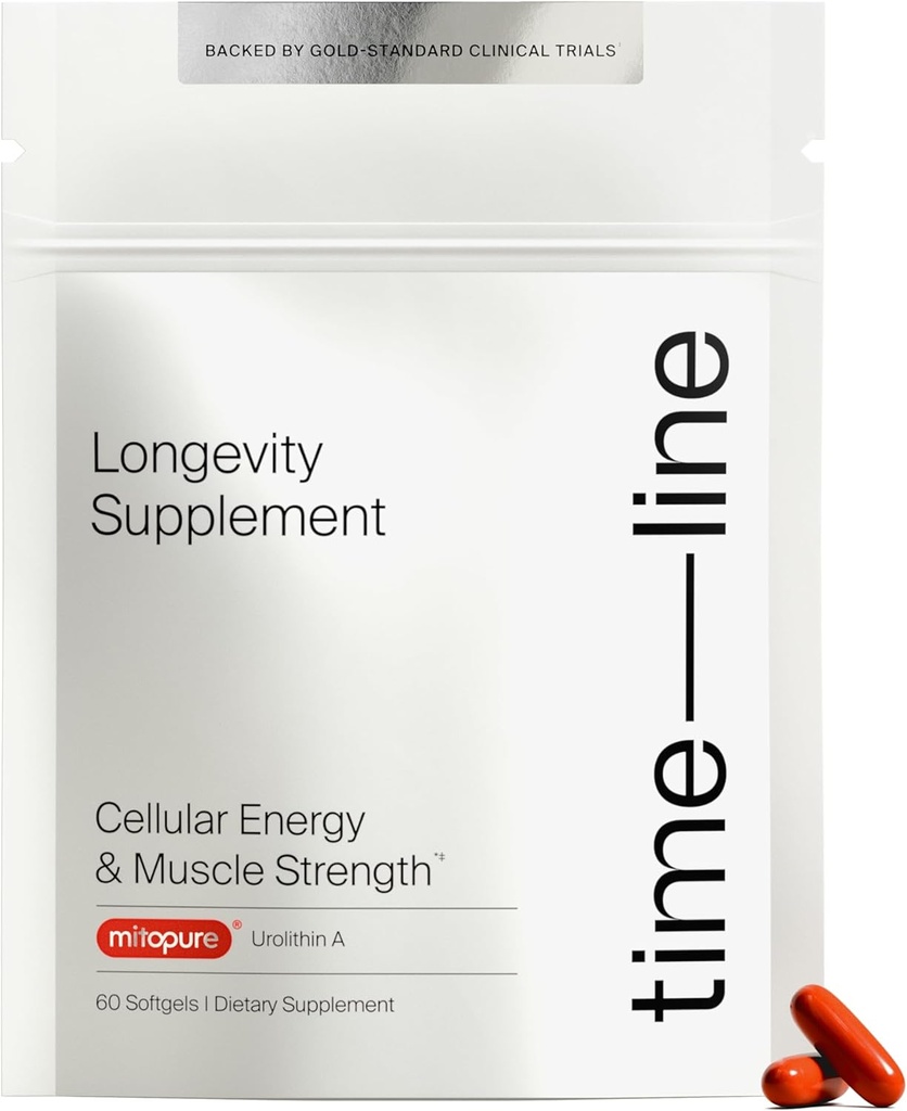 Timeline Mitopure Urolithin Un suplemento Softgels - Asistencia clínica para el envejecimiento saludable y la renovación celular - Mitocéutica para el soporte muscular y la longevidad