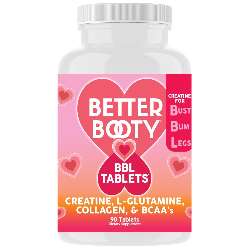 Mejor Booty BBL Tablets - Creatine Complex Supplement for Women with Creatine Monohydrate, L-Glutamine, Collagen, and BCAA's (90ct)