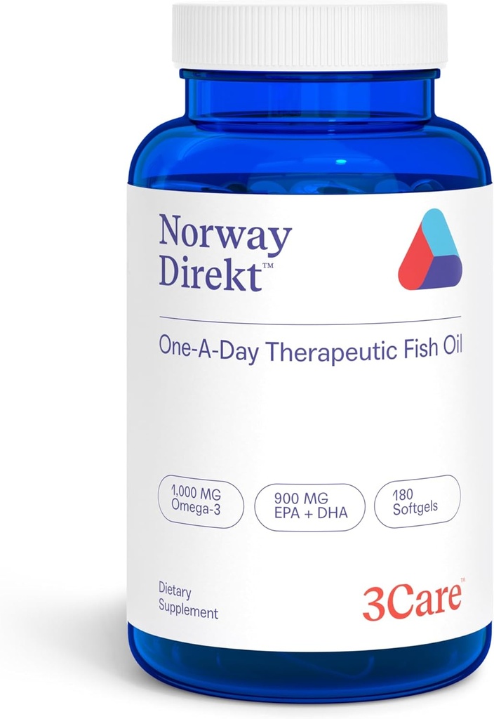 Noruega Direkt Omega-3 Fish Oil 2,000mg of Omega-3 per 2 softgel sometida 1060mg EPA, 740mg DHA (2 Soft-Gel Serving) Pharmaceutical Grade (180 Softgels)