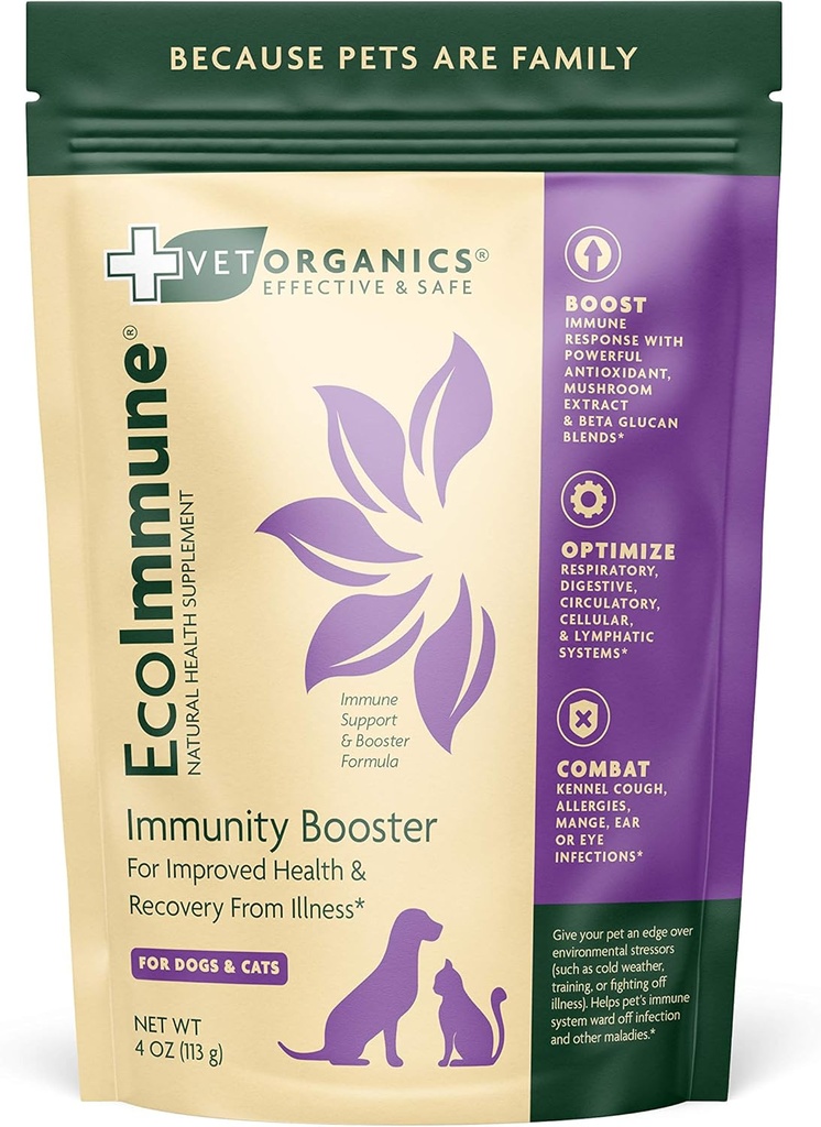 Immune System Support Supplement for Dogs & Cats. Natural, Vital Ingredients to Support a Healthy Pet Immune System. Simplemente Añadir a Pets Food. Paquete Mayo Vary. (4 oz)