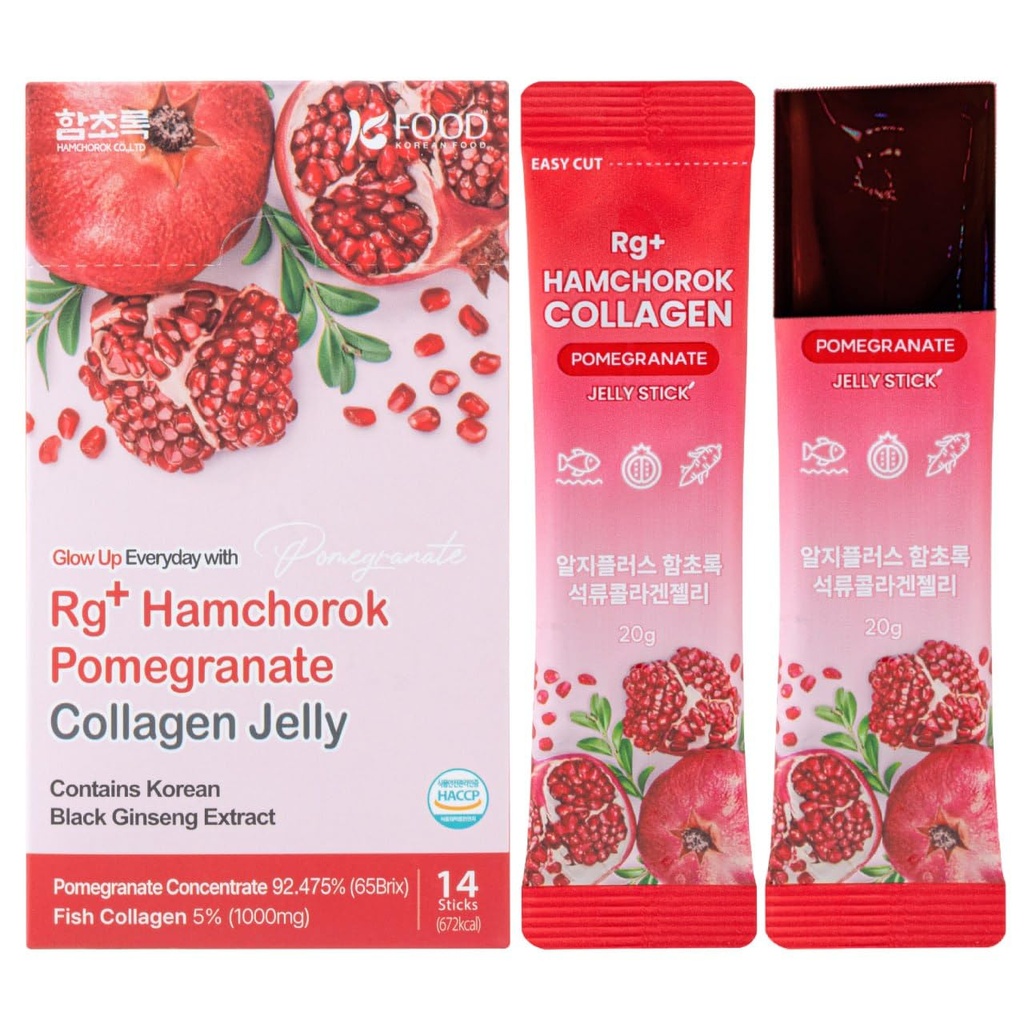 Jalea de colágeno granada (20gx14stick) / Anti-Ageing Korean-Beauty /360DA Colágeno marino +Vitamin C pacienteE Ginseng Concentrate for Immune Support, Skin, Hair, Nail &amp; Joint (14)