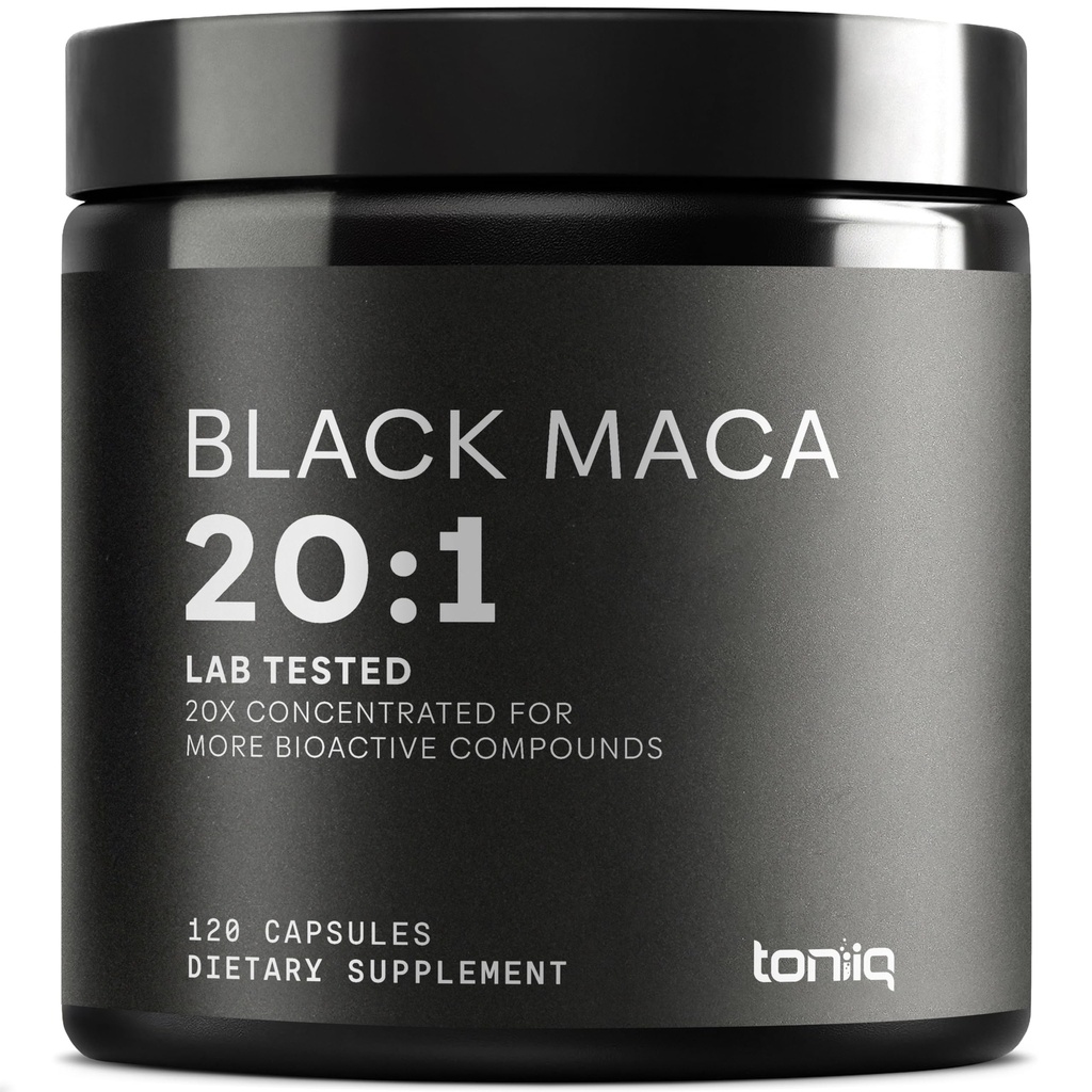 Maca Root Negro - Extracto ultra alta potencia 20:1 - Origen único, Wildcrafted &amp; Highly Concentrated - Laboratorio de terceros probado - 120 cápsulas