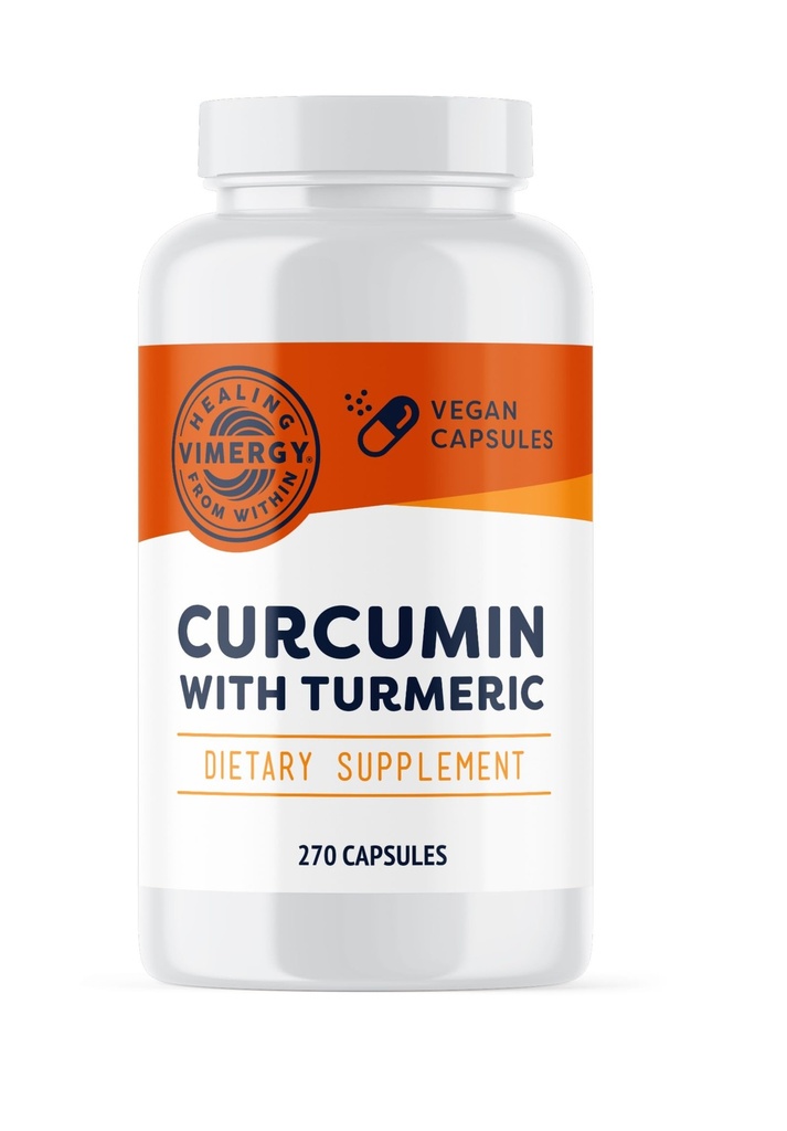 Curcumina vimergia con cápsulas turméricas – promueve la salud ósea y la movilidad* – apoya la función de memoria y cerebro* – Kosher, Vegan &amp; Gluten-Free – (270 ct.)