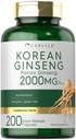 Carlyle Korean Ginseng Extract Capsules 2000 mg  200 Capsules ← Non-GMO y Gluten Free Formula ← Standardized Panax Ginseng Supplement
