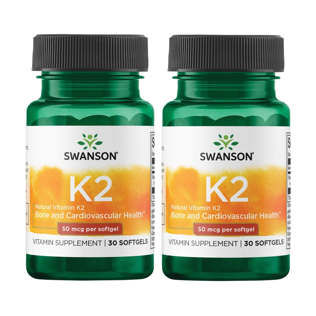 Swanson Natural Vitamina K2 (Menaquinone-7 de Natto) 50 mcg 30 Sgels (2 Pack)