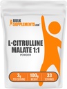 BulkSupplements.com L-Citrulline Malate 1:1 Powder - Citrulline Powder, Amino Acid Suplemento - Unflavored &amp; Gluten Gratis - 3g por Servings, 100g (3.5 oz) (Pack of 1)