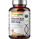 biofijo Vitamina K2 MK-7 300mcg, 60 cápsulas veganas – Suplemento de alta potencia para la fuerza ósea y la salud inmune
