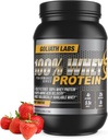 Goliath Labs 100% Whey Protein Powder Isolate/Blend ¦ Fast-Absorbing Workout Suplementos para Hombres y Mujeres ANTE 25g de Proteína Pura y 5.5g de BCAAs en Cada Serv ¦ Strawberry, 5 lbs, 68 Servimientos
