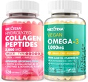 Pilles de colágeno hidrolizado + Omega vegano 3 Suplemento con vitamina D3 K2