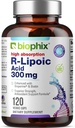 biophix R-Lipoic Acid 300 mg Estabilizado 120 cápsulas vegetales - con Biotina - Soporte Antioxidante de alta potencia - No GMO - Gluten Free - Promotes Energy