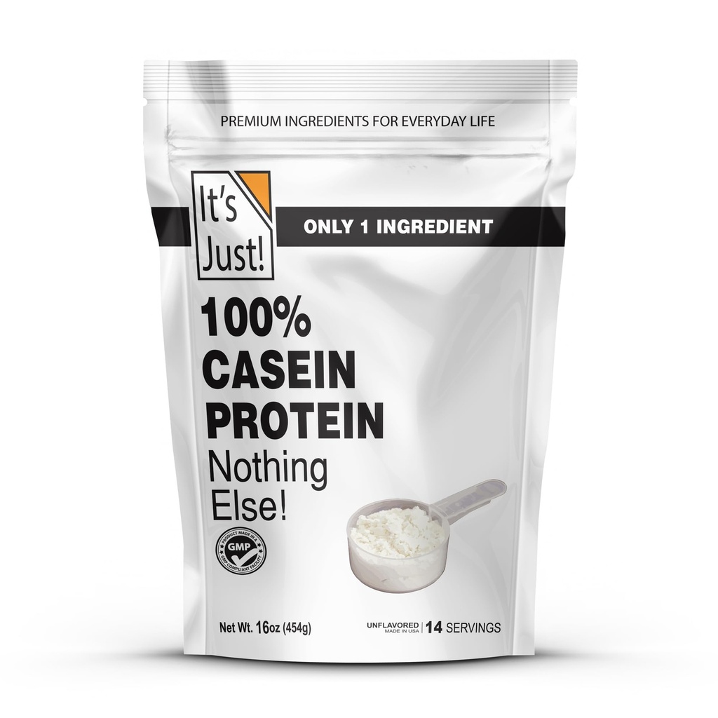¡Es sólo! - 100% Casein Protein Powder, Made in USA, One Ingredient, Slow Burning, Time Release (1 Pound (Pack of 1), Unflavored)