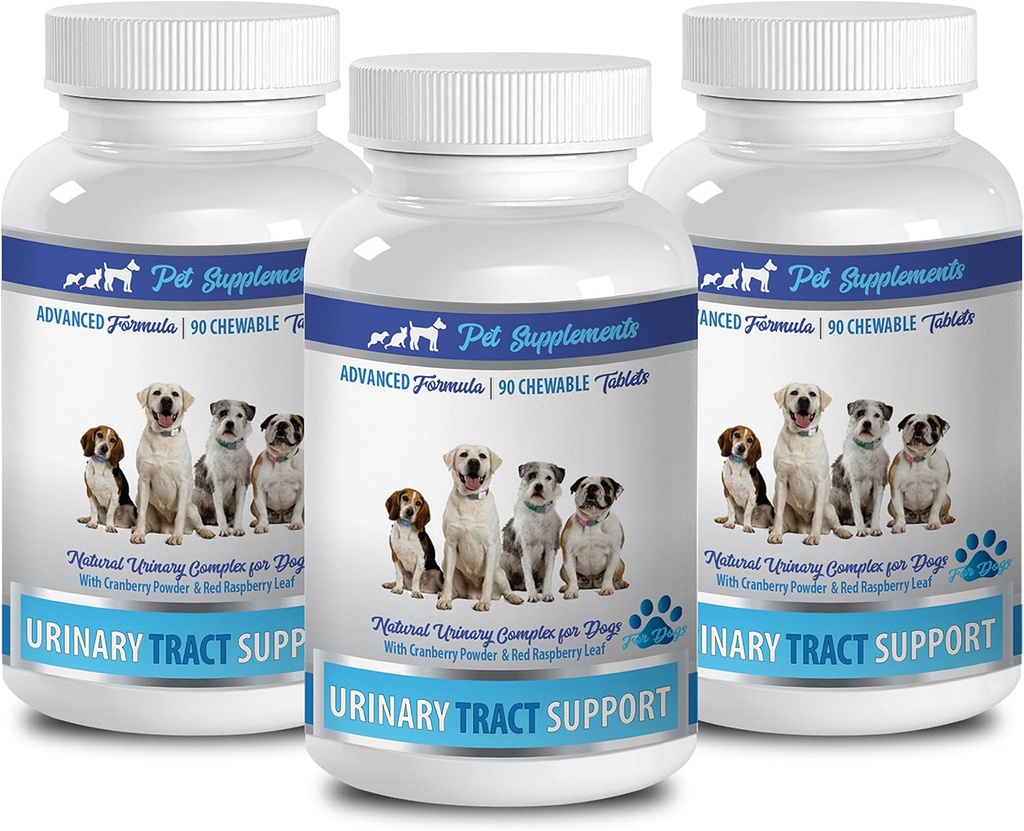 perrito incontinencia hembra - DOG URINARY TRACT SUPPORT - NATURAL CRANBERRY SOLUTION - BLADDER HEALTH - VET RECOMENDADO - polvo de arándanos para perros - 3 Botella (270 Treats)