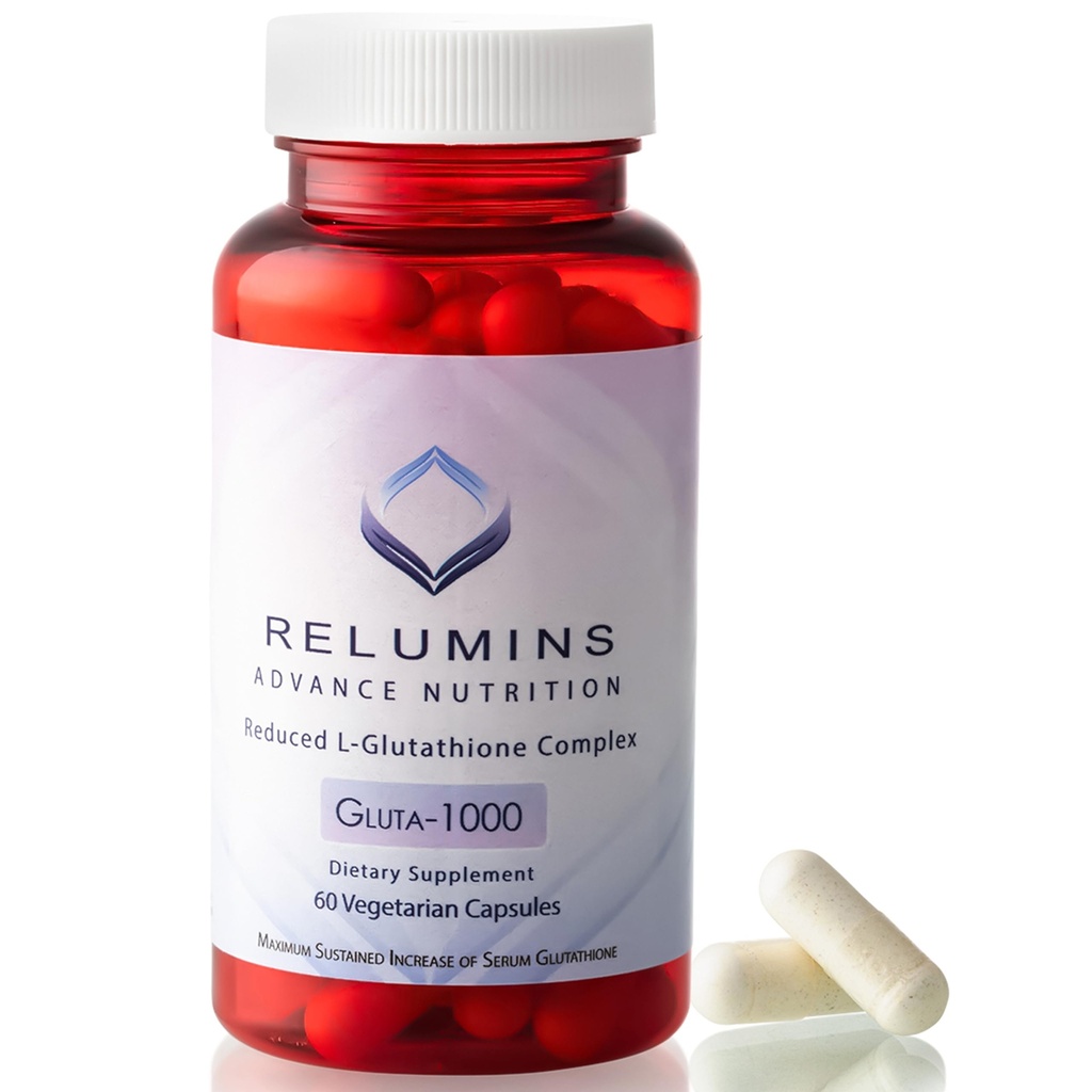 Relumins L Glutathione Suplemento Complejo - Reducido Glutathione 1000mg con ácido lipoico alfa &amp; Rose HIPS Capsules for Nourished " Smoother Skin, Made in USA - 60 caps