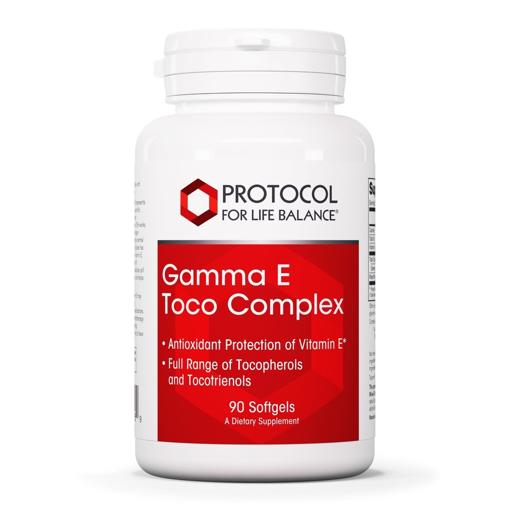 PROTOCOLO PARA LA VIDA BALANCE Complejo Gamma E Toco - Vitamina E 300mg - Soporte Antioxidante - para la salud cardiovascular y la salud cerebral - con tocotrienols - Halal " Dairy Free - 90 Softgels