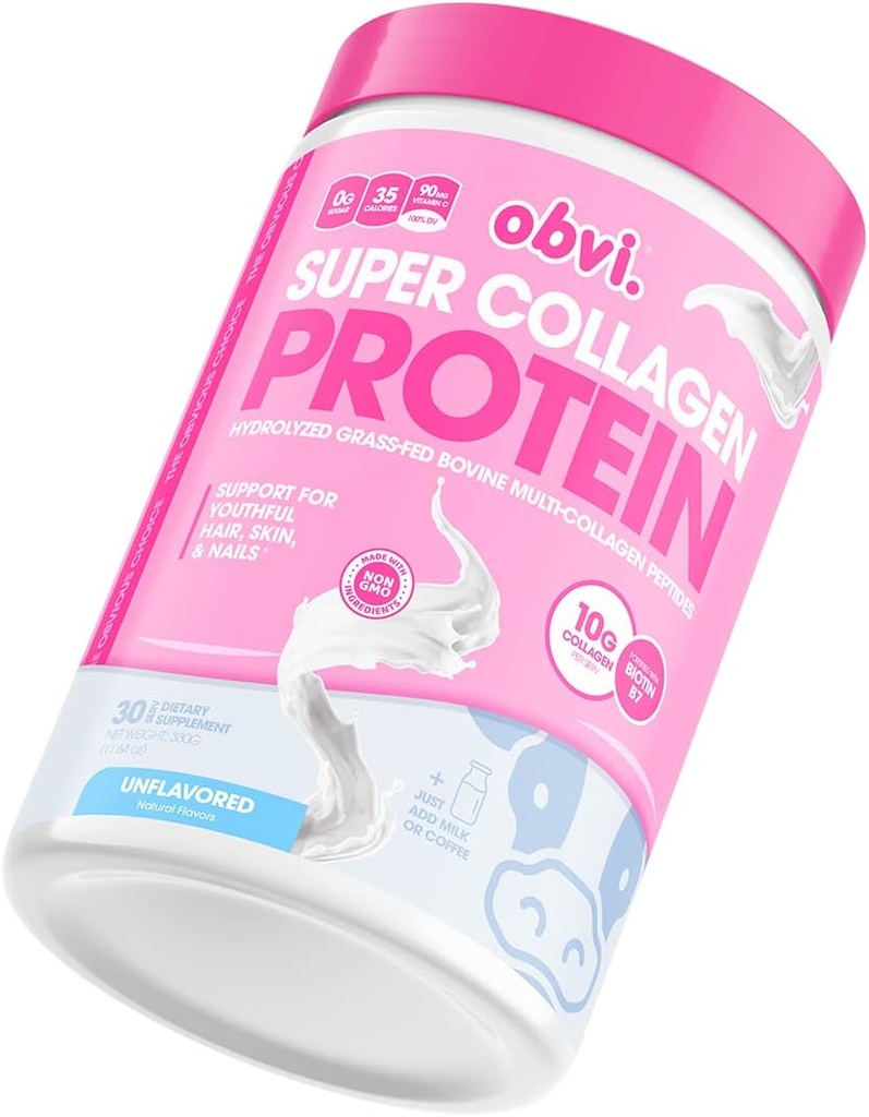Peptides Obvi Collagen, Pólvora Proteína, Keto, Gluten y Lácteos Libres, Péptidos de Collagen Hidrolyzed Grass-Fed, Soporta Salud Gut, Cabello Saludable, Esquí, uñas (Sin sabor)
