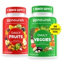 UpNourish Organic Fruits and Veggies Supplement - Support Diet Balance, Body Cleanse & Energy - 480 Fruits and Super Greens Capsules from Nature - Fruit and Vegetable Supplements for Adults &amp; Kids