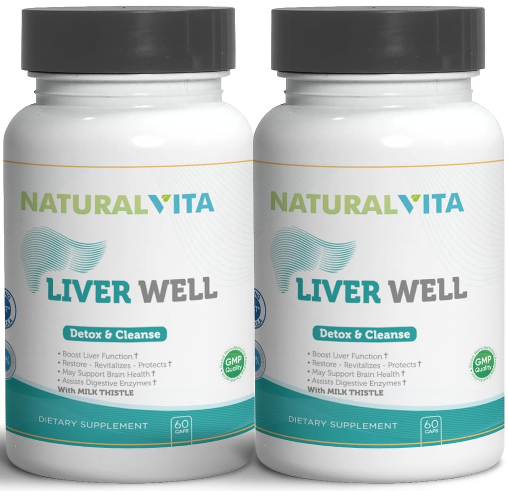 Liver Well (2) Cleanse, Metabólica Support Dtox - Suplemento de hígado para la salud de la helecho con extracto de esteto de leche