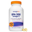 OmegaVia EPA 500, Purified Omega-3 Fish Oil Suplemento, 500 mg EPA en Triglyceride Form, Burpless Fish Oil, Non-GMO, Gluten-Free, IFOS 5-Star, 120 Softgels