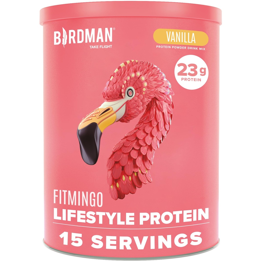BIRDMAN Fitmingo Vegan Protein Powder con Inositol, Colagen Boosters, Acido Hialurónico y Vitaminas ANTE Bajo Carb, Dairy Free, Baja Calorie Ø 23g Planta Basada Blueberry Protein Polvo con Myo-Inositol