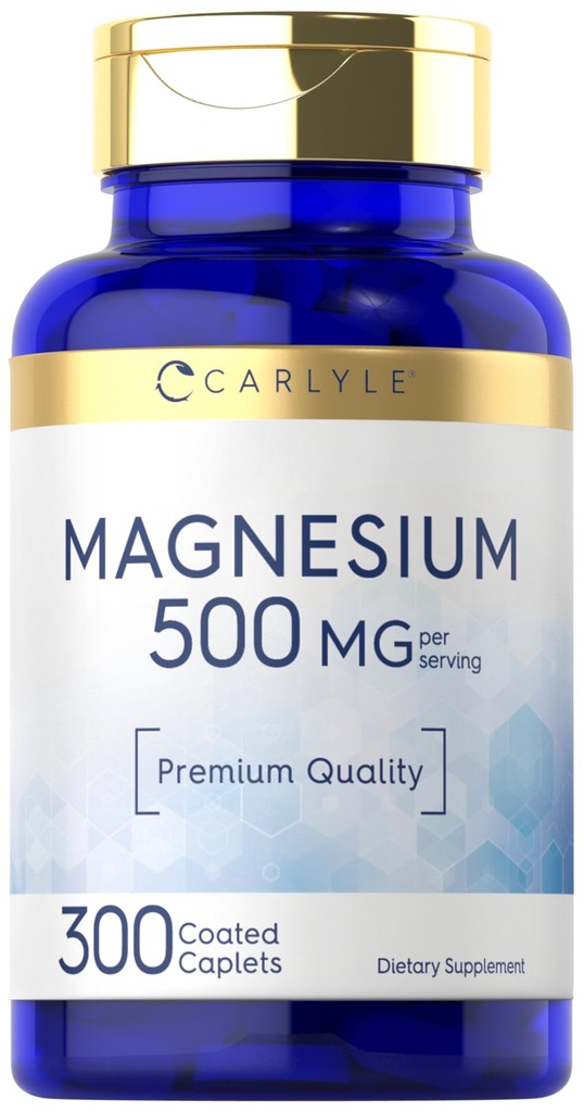 Carlyle Magnesium 500mg ← 300 Coated Caplets ← Vegetariano, No GMO, y Gluten Free Supplement