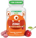 Niños Zinc 15mg Tablas Chewable - Natural Cherry Flavor - Vegan, Vegetariano, GMO-Free, Nut Vitaminas Gratis - Suplemento dietético para el soporte de inmunológico - para niños - 120 Chewables