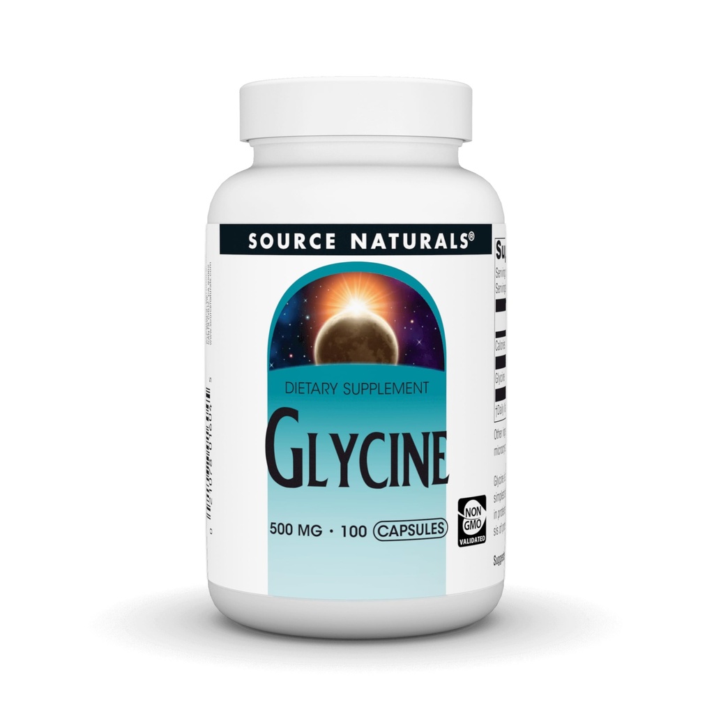 Fuente Natural Glicina 500 mg Suplemento dietético Aminoácidos - 100 cápsulas