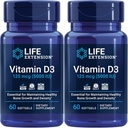 Ampliación de vida Vitamina D3 125 Mcg (5000 Iu) – Promueve la salud ósea, la salud cerebral y la función inmunológica – No GMO – Sin gluten – Dos paquetes – 2 x 60 Softgels