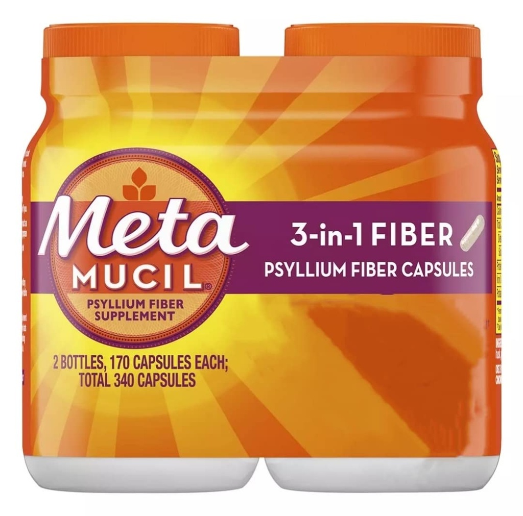 Terapia de fibra de metamucil para regularidad, Suplemento de fibra, 340 cápsulas