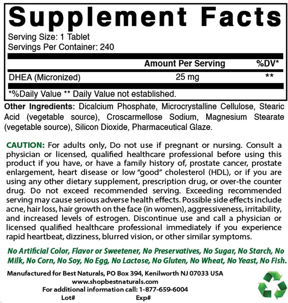 Mejores Naturales Dhea 25mg & Vitamina D3 5000 I