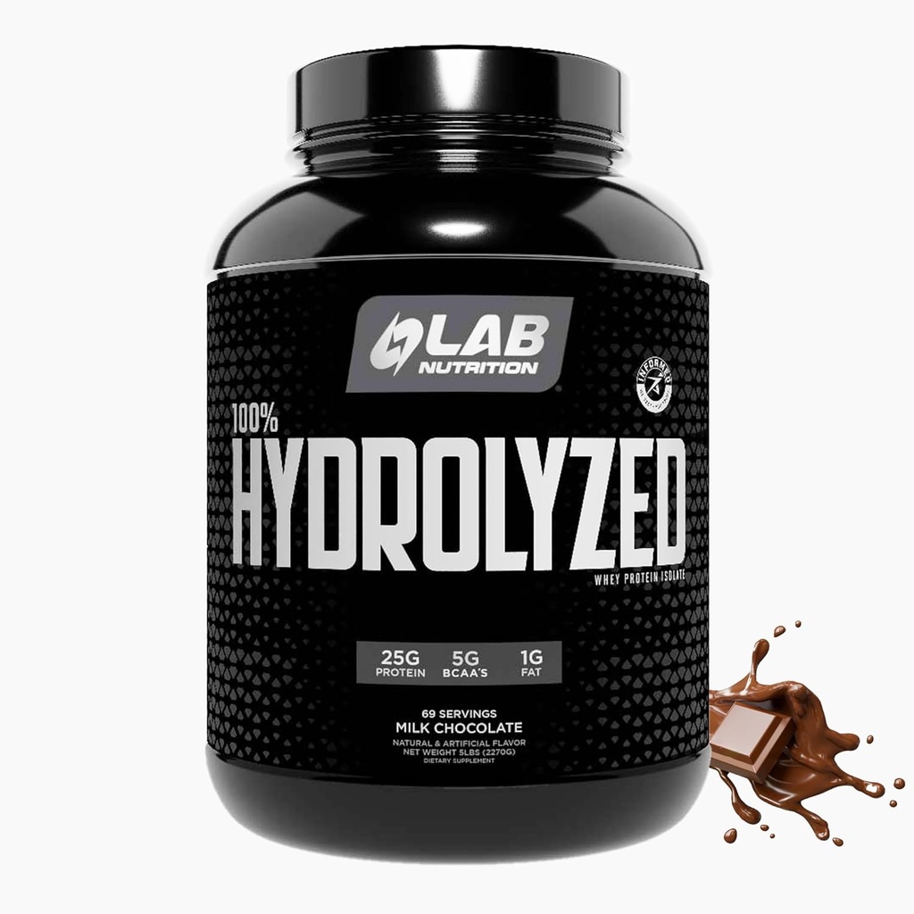 100% Hidrolyzed Whey Protein Isolate (5 Libras, Chocolate Flavor) 25gr de Proteína, Construir Muscle, Lean Muscle Growth, Easy Digestion, Gluten Free, Lactose Free, Fast Absorbing.